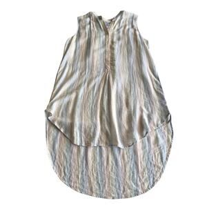 Rails Linen Rayon Jules Rainbow Stripe Sleeveless Hi Low Scoop Hem Tunic Top M
